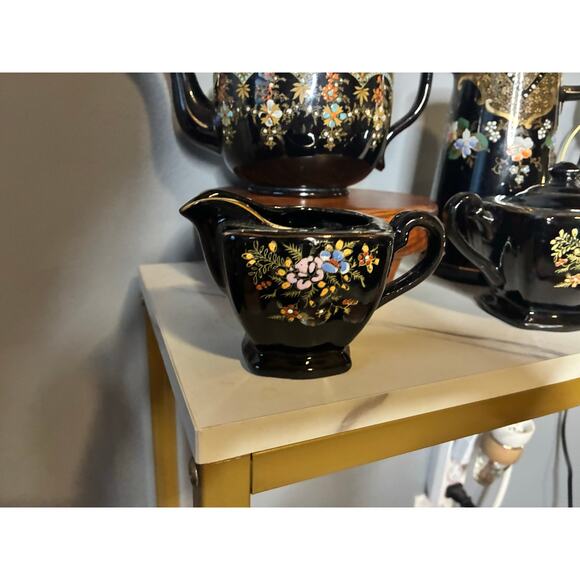 Antique Price Bros England Teapot Set – Hand-Painted Black Luster – 4-Piece Set - Picture 3 of 14